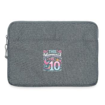 Mermaid 10th Birthday 10 Years - Laptop bag 15" - heather grey - Front
