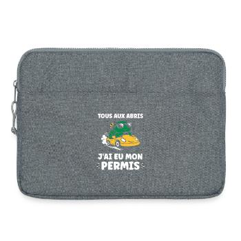 Humour j'ai mon permis de conduire - Sacoche pour ordinateur portable 15 pouces - gris chiné - Devant