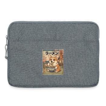 Corgi Ramen Japanese Vintage Style - Laptop bag 15" - heather grey - Front