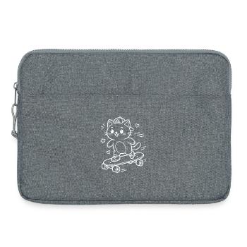 Skateboarding Kawaii Katze - Laptoptasche 15" - Grau meliert - Vorne