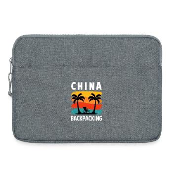 Design rétro de voyage en sac à dos en Chine - Sacoche pour ordinateur portable 15 pouces - gris chiné - Devant