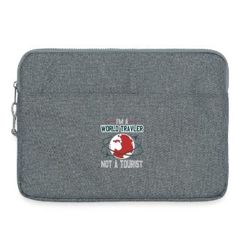 World Traveler Not a Tourist Graphic - Laptop bag 15" - heather grey - Front