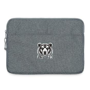 Minimalistischer Bärenkopf Line Art Design - Laptoptasche 15" - Grau meliert - Vorne