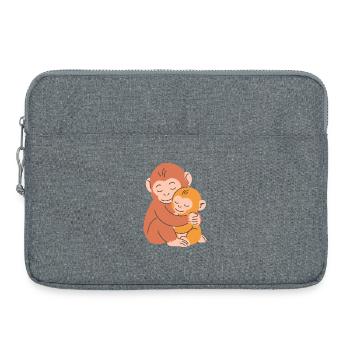 Monkey Mother and Baby Embrace - Laptop bag 15" - heather grey - Front