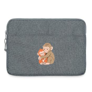 Duo de Singes Câlins - Sacoche pour ordinateur portable 15 pouces - gris chiné - Devant