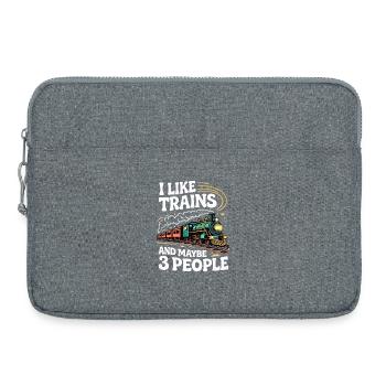 I like trains and maybe 3 people - Laptop bag 15" - heather grey - Front