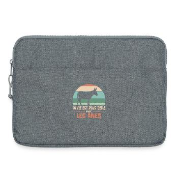 La Vie Est Plus Belle Avec Les Ânes Humour Animal - Sacoche pour ordinateur portable 15 pouces - gris chiné - Devant