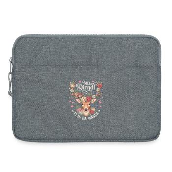 Trachtenshirt Damen Trachten T-Shirt Dirndl Outfit - Laptoptasche 15" - Grau meliert - Vorne