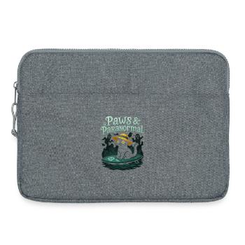 Paws & Paranormal: Black Cat Surfs with Ghost - Laptop bag 15" - heather grey - Front