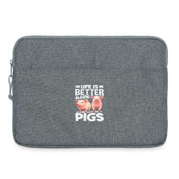 La vie est meilleure avec la ferme de cochons - Sacoche pour ordinateur portable 15 pouces - gris chiné - Devant