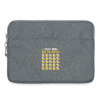 Mon Âge En Pintes 25 ans Humour Anniversaire Bière - Sacoche pour ordinateur portable 15 pouces - gris chiné - Devant