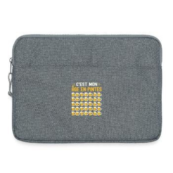 Mon Âge En Pintes 35 ans Humour Anniversaire Bière - Sacoche pour ordinateur portable 15 pouces - gris chiné - Devant
