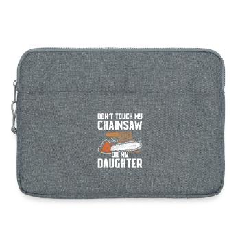 Ne touche pas à ma scie à chaîne qui fabrique des bûcherons - Sacoche pour ordinateur portable 15 pouces - gris chiné - Devant