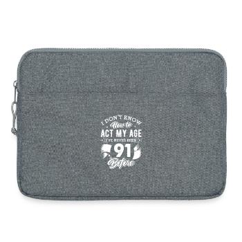 91. Geburtstagsgeschenke Lustig Wie man sich benimmt Mein Alter 91 - Laptoptasche 15" - Grau meliert - Vorne