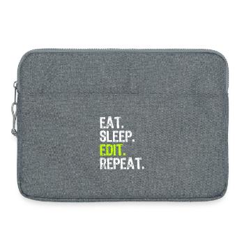Essen, schlafen, bearbeiten, wiederholen, wiederholen. - Laptoptasche 15" - Grau meliert - Vorne