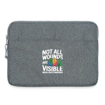 Toutes les blessures ne sont pas visibles – santé mentale - Sacoche pour ordinateur portable 15 pouces - gris chiné - Devant