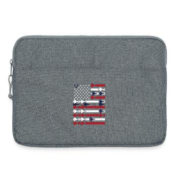 Jet Fighter USA Flag – Pilot Airplane - Laptop bag 15" - heather grey - Front