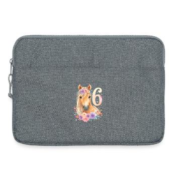 Anniversaire 6 Fille cheval 6 ans - Sacoche pour ordinateur portable 15 pouces - gris chiné - Devant