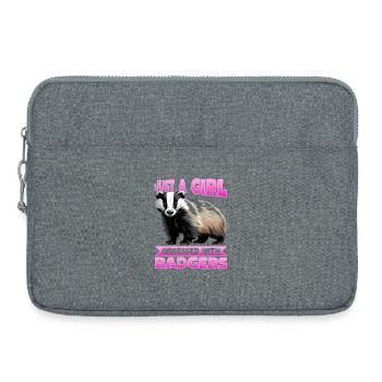 Funny Animal Badger - Laptop bag 15" - heather grey - Front