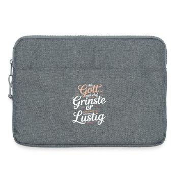 Als Gott mich schuf grinste er – Lustiger Spruch - Laptoptasche 15" - Grau meliert - Vorne