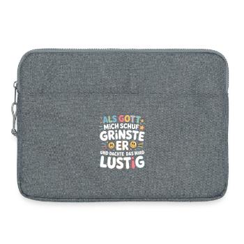 Als Gott mich schuf grinste er – Lustiger Spruch - Laptoptasche 15" - Grau meliert - Vorne