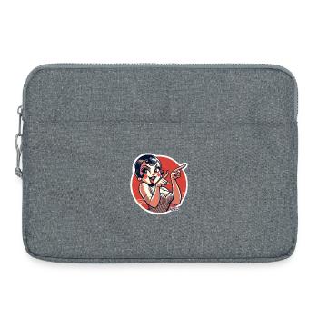 Retro-Pinup-Vibe in fettem Rot - Laptoptasche 15" - Grau meliert - Vorne