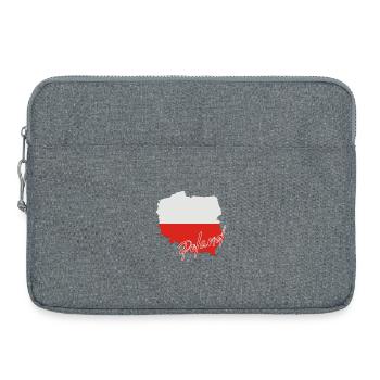 Poland flag map, I love Poland - Laptop bag 15" - heather grey - Front