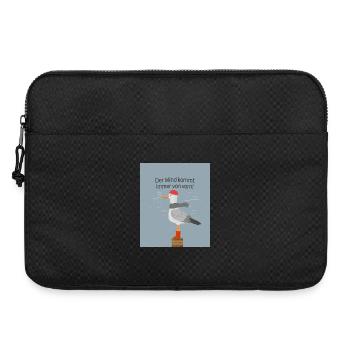 Der Wind kommt immer von vorn Möwe Spruch - Laptoptasche 15" - Schwarz - Vorne