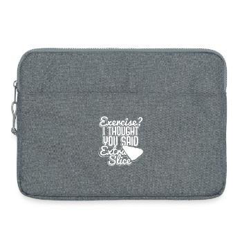 Bewegung? Extra Slice Pizza Wortspiel Tee - Laptoptasche 15" - Grau meliert - Vorne