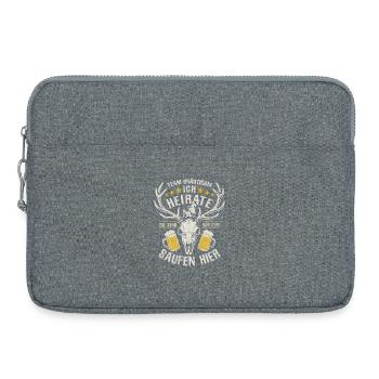 JGA Team Bräutigam Ich heirate - Bier saufen - Laptoptasche 15" - Grau meliert - Vorne