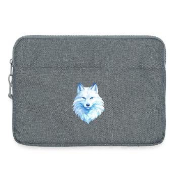 Polygon Wolf Eis Blau– Modern Art - Laptoptasche 15" - Grau meliert - Vorne