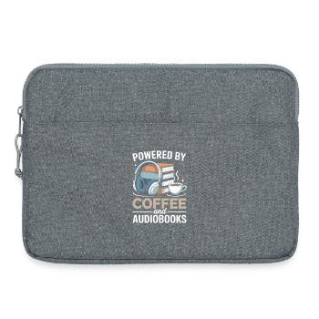 Propulsé par Coffee et Livres Audio, Spruch Hörbücher - Sacoche pour ordinateur portable 15 pouces - gris chiné - Devant