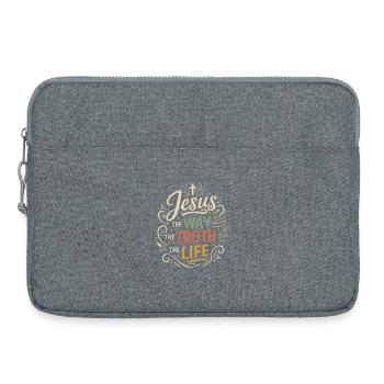 Verset biblique de Jésus, La voie de la vérité, la vie - Sacoche pour ordinateur portable 15 pouces - gris chiné - Devant