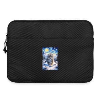 Schneeleopard im Sternenwald - Laptoptasche 15" - Schwarz - Vorne