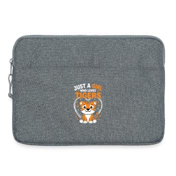 Süßes Tiger Design mit Herzen und Sternen - Laptoptasche 15" - Grau meliert - Vorne