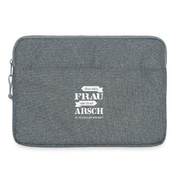 Ohne meine Frau wär ich am Arsch Spruch - Laptoptasche 15" - Grau meliert - Vorne