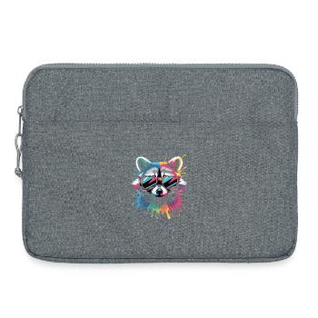 Bunter Waschbär Wasserfarben Spritzer Graffiti - Laptoptasche 15" - Grau meliert - Vorne