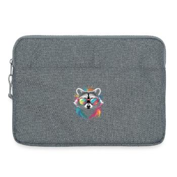 Bunter Waschbär Wasserfarben Spritzer Graffiti - Laptoptasche 15" - Grau meliert - Vorne