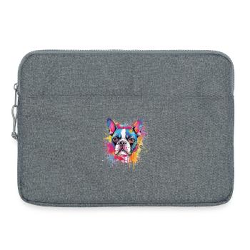 Portrait du Boston Terrier en couleur - Sacoche pour ordinateur portable 15 pouces - gris chiné - Devant