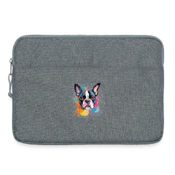 Portrait éclaboussé du Boston Terrier - Sacoche pour ordinateur portable 15 pouces - gris chiné - Devant