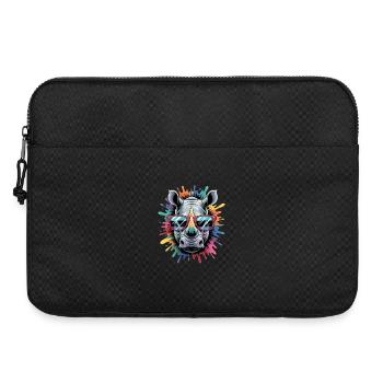 Buntes Nashorn Rhino Wasserfarben Spritzer - Laptoptasche 15" - Schwarz - Vorne
