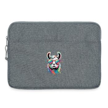 Buntes Lama Wasserfarben Spritzer - Laptoptasche 15" - Grau meliert - Vorne