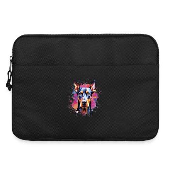 Lebendiges Aquarell-Dobermann-Porträt - Laptoptasche 15" - Schwarz - Vorne