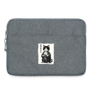 Samurai Cat Japanese Ukiyoe Warrior Kawaii - Laptop bag 15" - heather grey - Front
