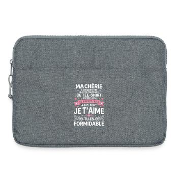 Message d'amour sur Tee shirt - Sacoche pour ordinateur portable 15 pouces - gris chiné - Devant