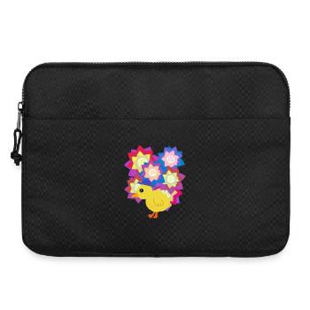 Fleurs colorées, poussins, poulets, enfants - Sacoche pour ordinateur portable 15 pouces - noir - Devant