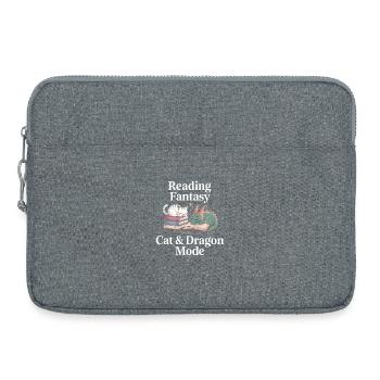 Cat Fantasy Book Dragon Fairy Tale Bookish - Laptop bag 15" - heather grey - Front