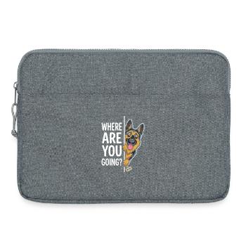 Où vas-tu ? Le chien surveille - Sacoche pour ordinateur portable 15 pouces - gris chiné - Devant