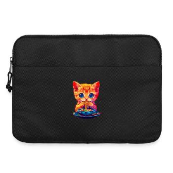 Motif de chat mignon avec des nouilles - Sacoche pour ordinateur portable 15 pouces - noir - Devant