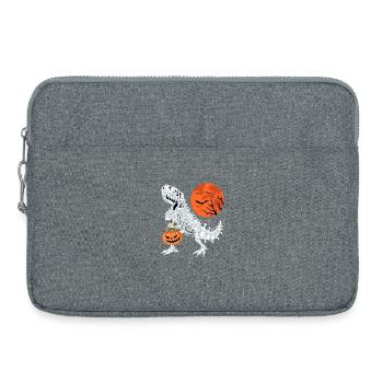 T-Rex Skelett Halloween Kürbis Süßes oder Saures - Laptoptasche 15" - Grau meliert - Vorne